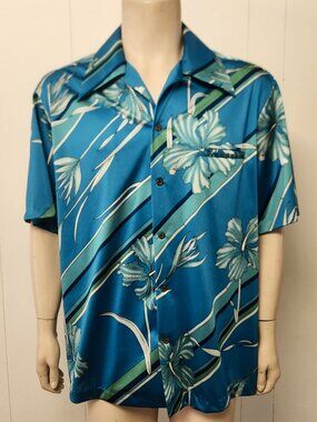 vintage Hawaiian shirt XXL men's Napili blue green tropical